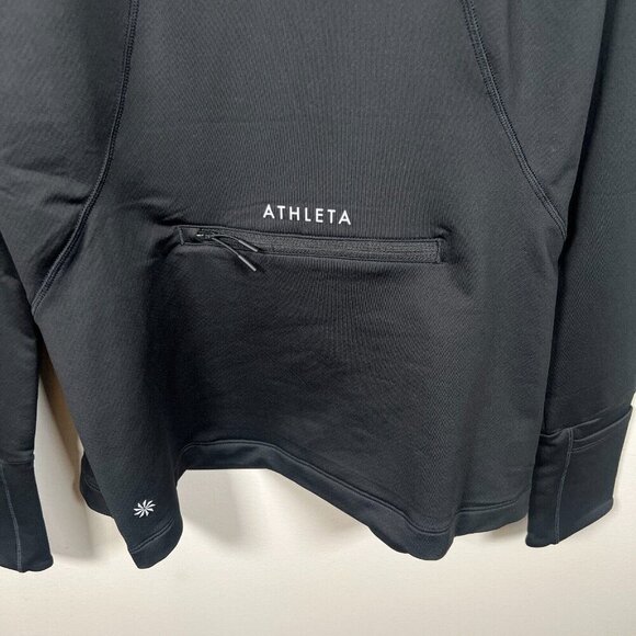 Athleta Womens Whistler Half Zip Top Size Medium Black Mock Neck Thumbholes - Picture 8 of 11